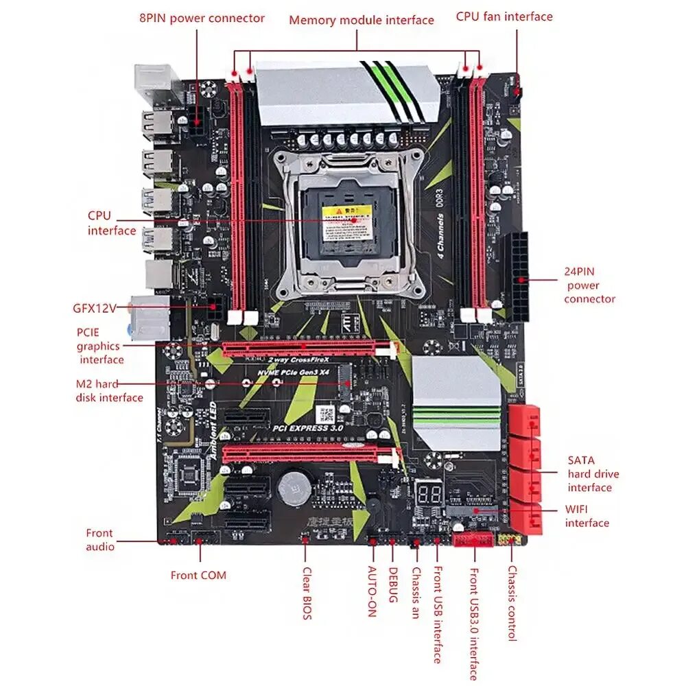 Подключение блока тирания материнской платы atermiter x99 Купить X99 материнская плата LGA 2011-3 DDR3 4 канала 64G REG ECC память SATA II