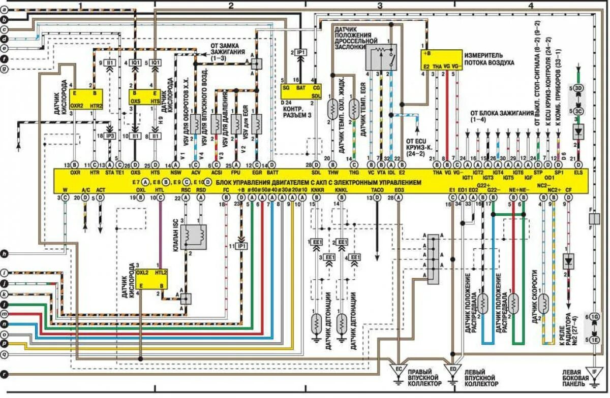 Подключение блока управления 1kr fe 1MZ-FE engine control wiring diagram (Toyota Camry XV10, 1991-1996) - "Electrica