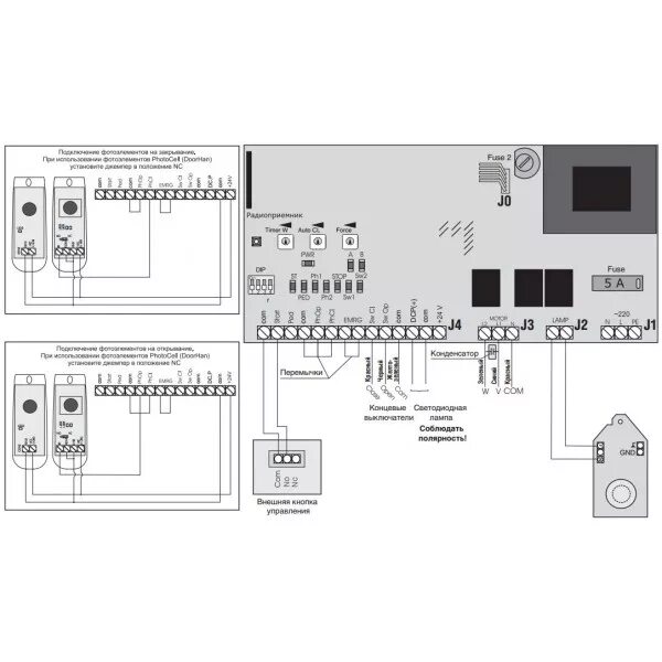 Подключение блока управления cv01 doorhan PCB-SL-V.1.1 DOORHAN Блок управления для приводов серии SLIDING и шлагбаумов, КУ