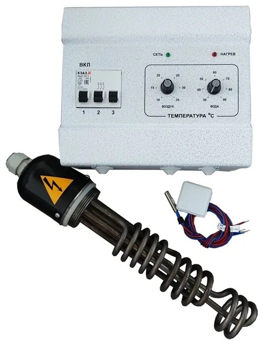 Подключение блока управления тэнами к твердотопливному котлу Комплект подключения ТЭНБ (2") (ТЭН, автоматика, датчик темп. котла, датчик темп