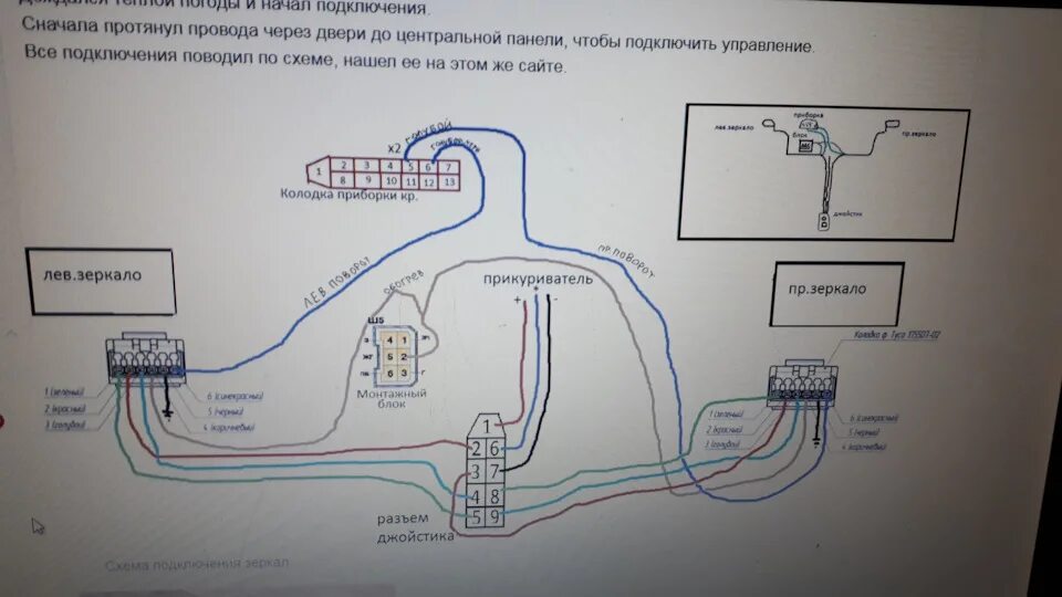 Подключение блока управления зеркалами Проверка джойстика регулировки зеркал - Lada 2110, 1,6 л, 2005 года электроника 