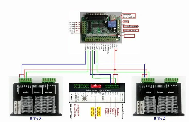 Подключение блоков чпу popularDIY.com CNC Breakout board,Interface,Step motor driver,ก า ร ต อ ส า ย