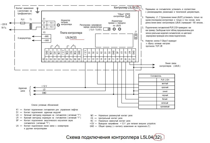 Подключение блоков контроллеров Купить СКУД Контроллер Упраления Лифтом (Octagram L5L32)