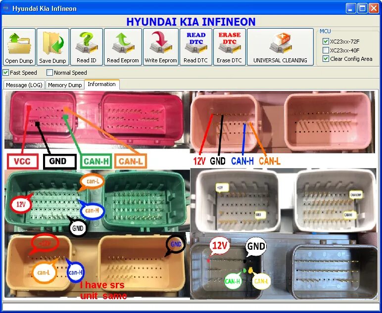 Подключение блоков srs Hyundai kia can bus xc23xx - GCT support (English) For English Speaking Users - 