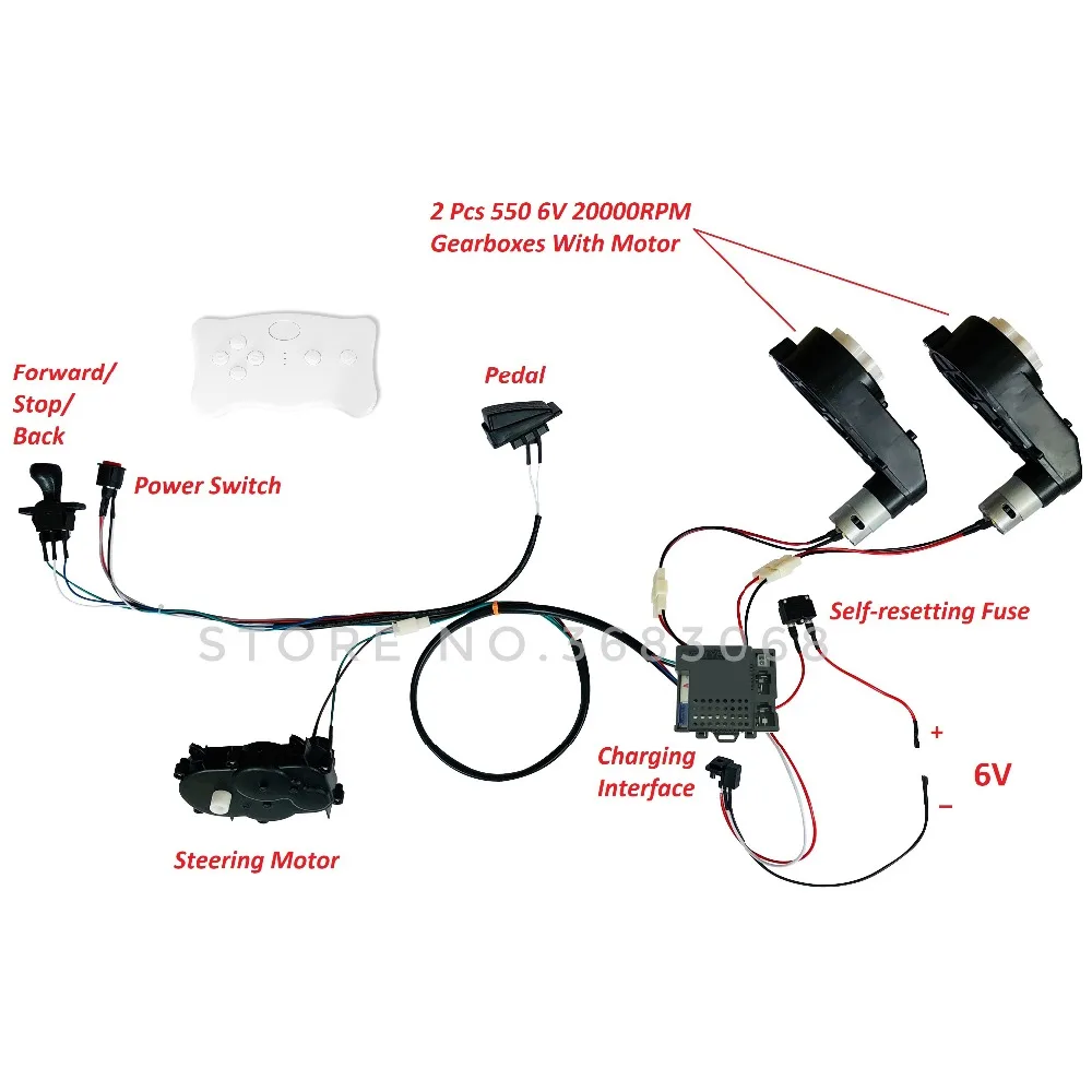 Подключение блоков управления детских электромобилей Children Electric Car Diy Modified Wires And Switch Kit,with 2.4g Bluetooth Remo