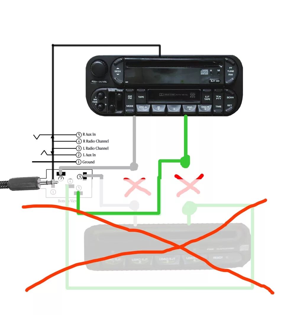 Подключение блютуз модуля к магнитоле без аукса 3.5 aux вход на штатную магнитолу - Chrysler Grand Voyager IV (North America), 2