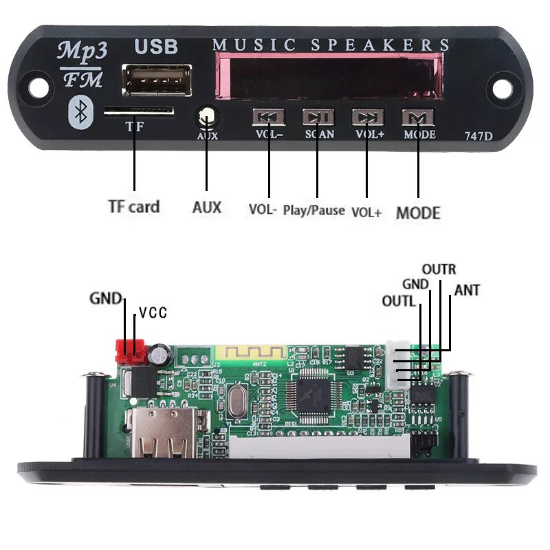 Подключение блютуз модуля к телевизору Wireless Bluetooth Audio Decoder Board Module MP3 Player LED MP3 decoder board F