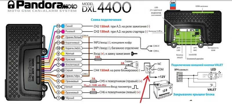 Подключение блютуз сигнализации пандора Вопрос по сигналке Pandora DXL 4400 moto / Q&A / БайкПост