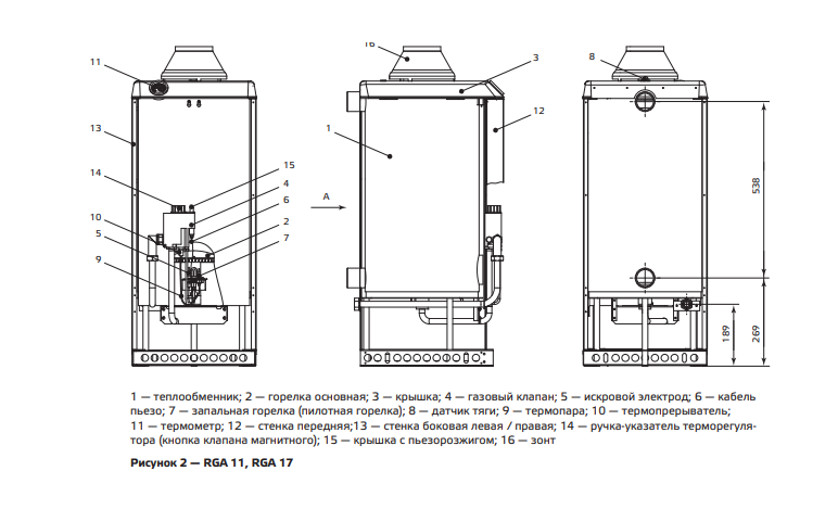 Подключение боринского котла Напольный газовый котел АОГВ 11,6 RGA (Ростов) мод. 2210 исп. 6 авт. TL в Перми 