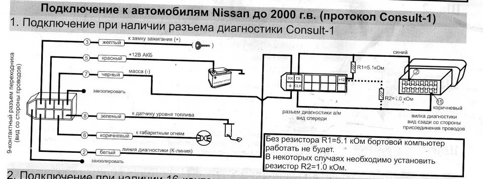 Подключение бортового компьютера к автомобилю Бортовой компьютер Multitronics TC 750 - Nissan Pulsar (N15), 1,5 л, 1998 года э