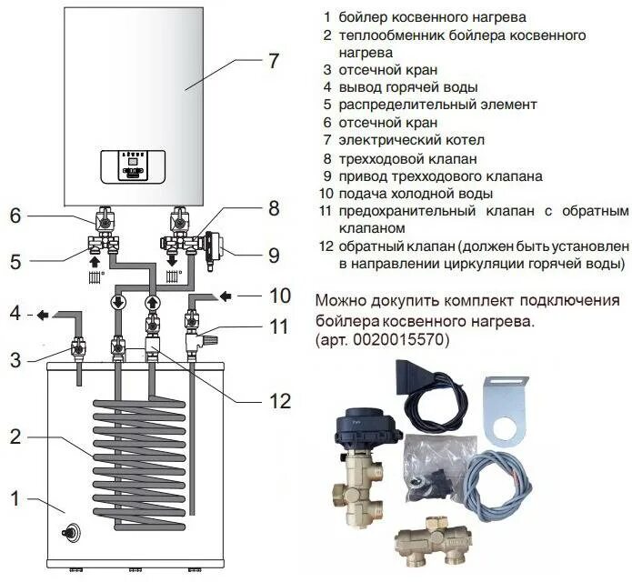 Подключение бойлера косвенного нагрева к электрокотлу Подключение бойлера косвенного нагрева к одноконтурному котлу - схемы, варианты,