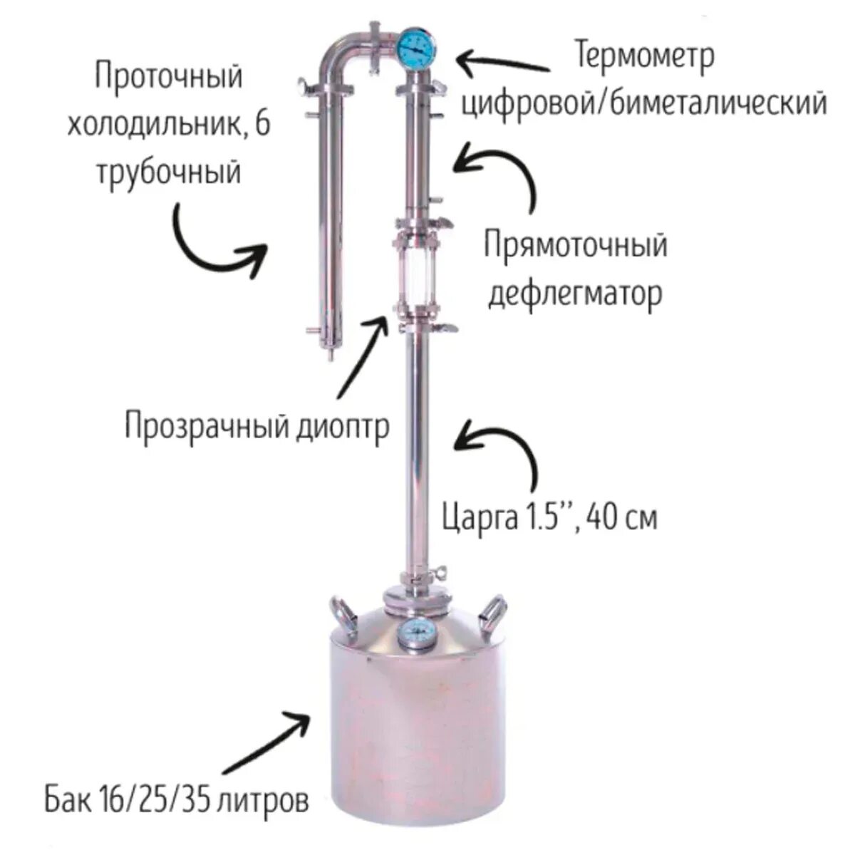 Подключение бражной колонны к воде с дефлегматором Самогонный аппарат, дистиллятор, колонна кламп 1,5 дюйма - АлиТопс