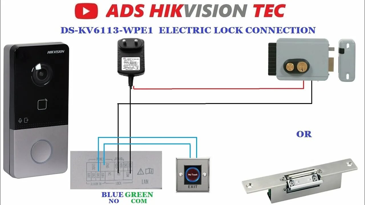 Подключение буз к poe вызывной панели Hikvision IP video intercom DS-KIS603P configuration, LOCK CONNECTION - YouTube