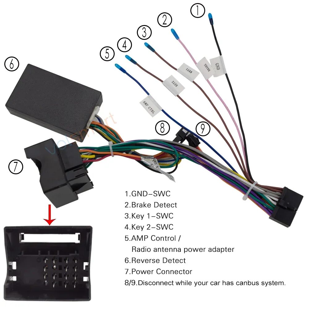 Подключение can шины к магнитоле android Power Cable With Canbus Box For Vw Golf 4 Passat B5 Polo T5 Jetta With Canbus Sy