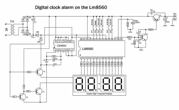 Подключение часов к компьютеру LM8560 cristal clock - Baixar - 4shared - Antonio Silva Clock, Electronic schema