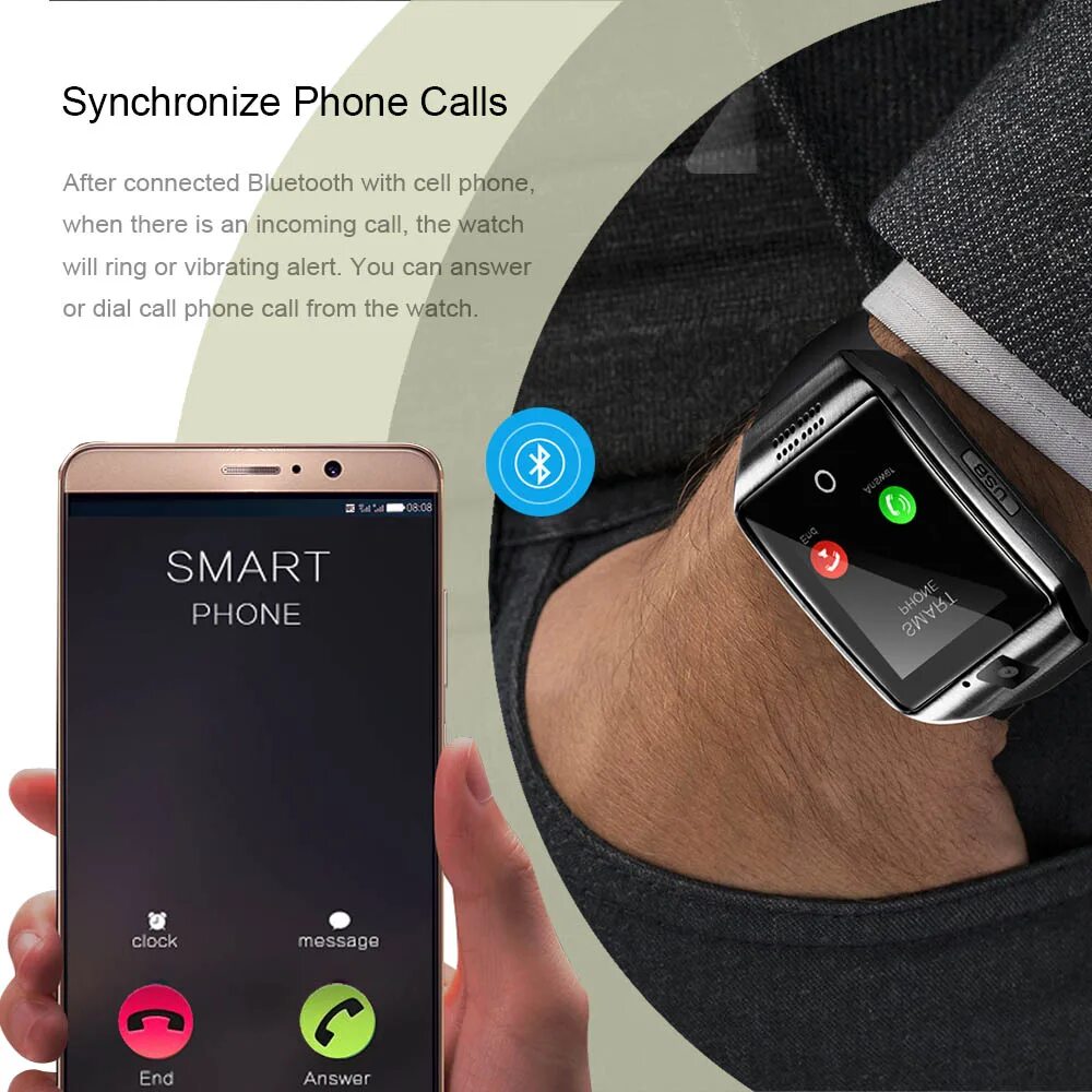 Подключение часов к телефону через блютуз LEMFO Q18 Smart Watch Camera Bluetooth Wristwatch Sim Card Smartwatch Connect An