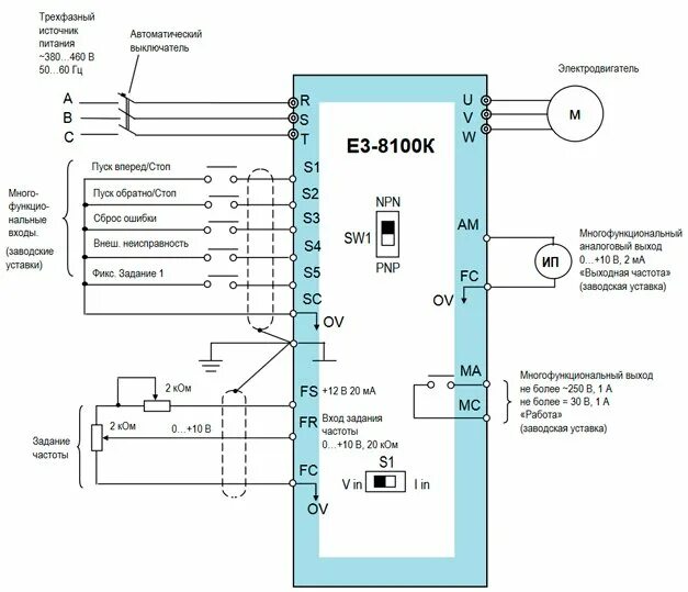 Подключение частотного преобразователя к электродвигателю Электродвигатель, Прео