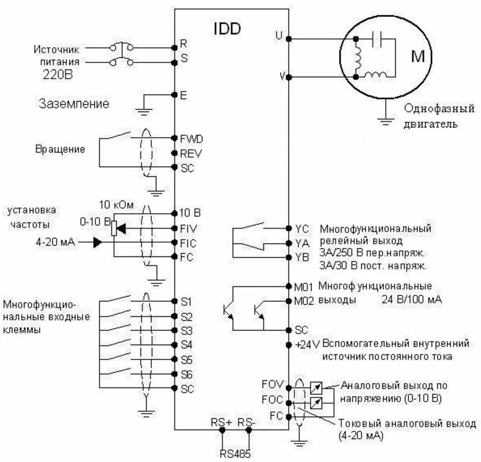 Подключение частотника к двигателю 380 Частотный преобразователь Innovert серии IDD с однофазным выходом 220 В купить в