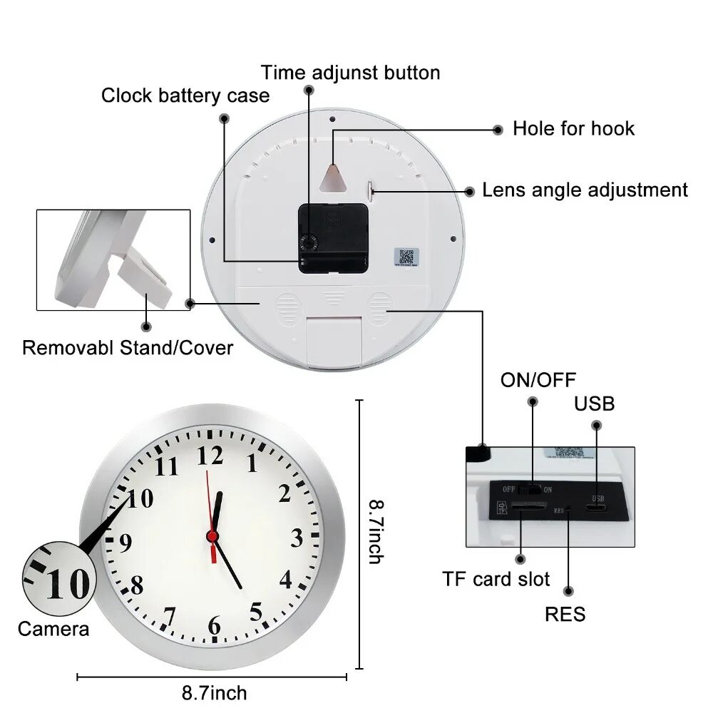 Подключение часы камера Wholesale 1080P WiFi Spy Hidden Camera Wall Clock Motion Detection Video Camera 