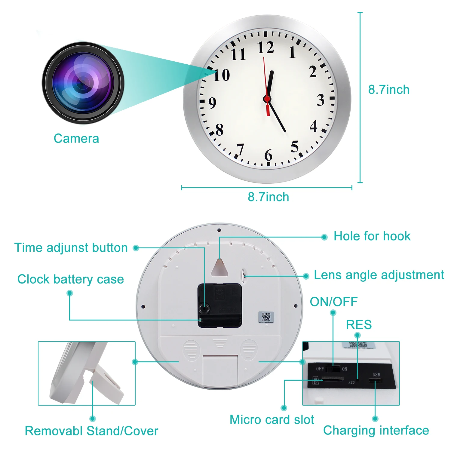 Подключение часы камера Wholesale Digital Wall Clock Surveillance Camera Security Baby Room Monitor HD 1