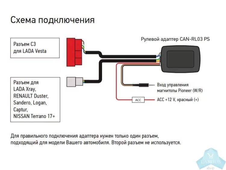 Подключение через адаптер Рулевой адаптер Renault/Nissan, CAN-RL03 PS - купить в магазине Ларгус Шоп