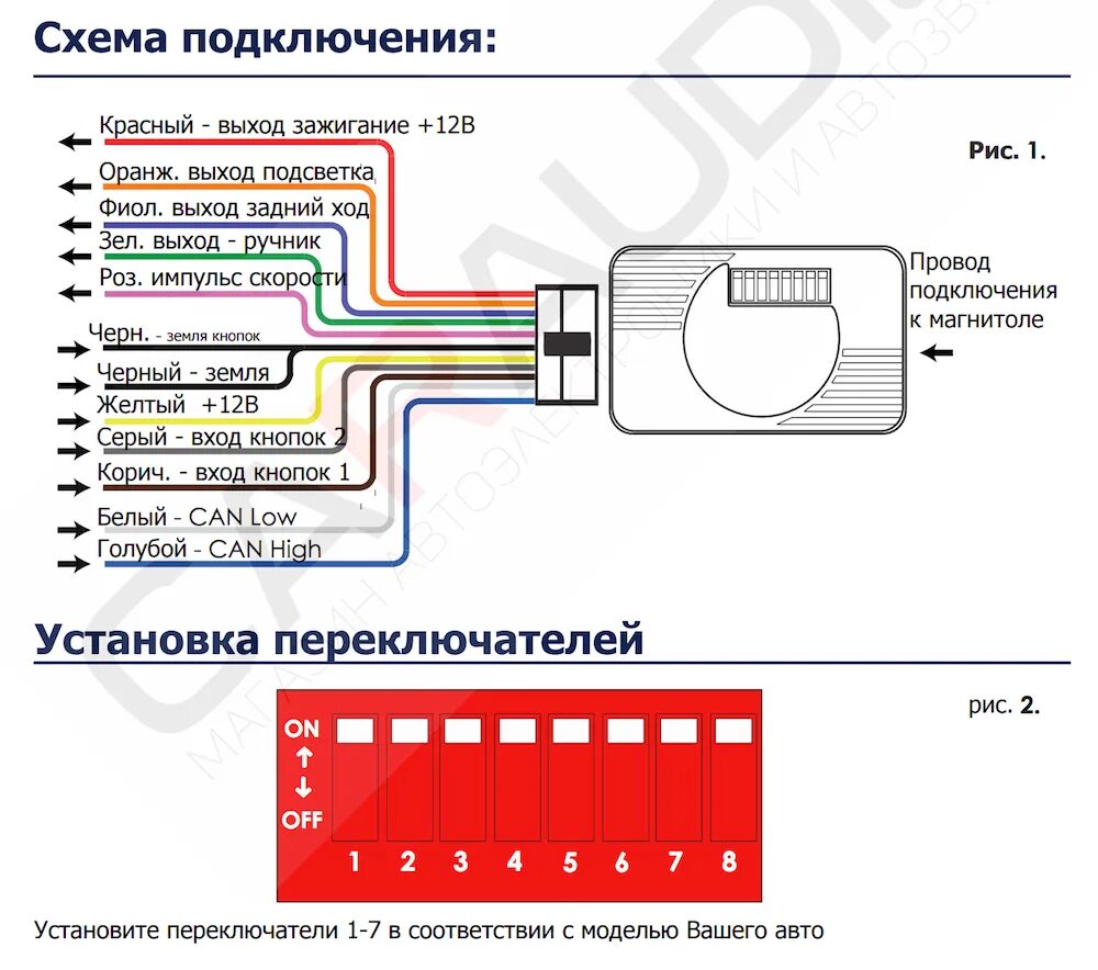 Подключение через адаптер Схема подключения rhl 2202