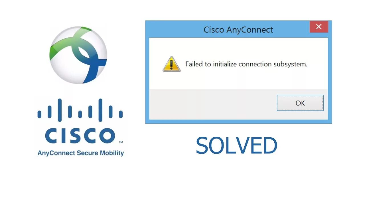 Подключение через anyconnect Cisco, AnyConnect, SOLVED, Failed to initialize connection subsystem - YouTube