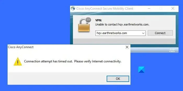 Подключение через anyconnect Cisco AnyConnect error Connection attempt failed