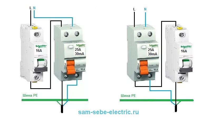 Подключение через автоматические выключатели Ответы Mail.ru: Автоматический выключатель работающий в паре с УЗО ставится до и