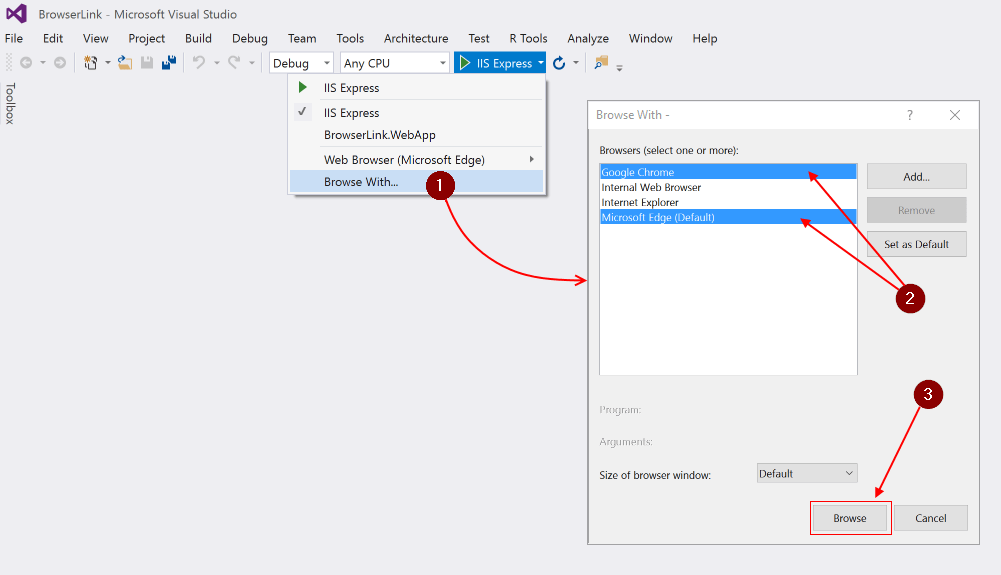 Подключение через браузер Browser link in ASP.NET Core Microsoft Learn