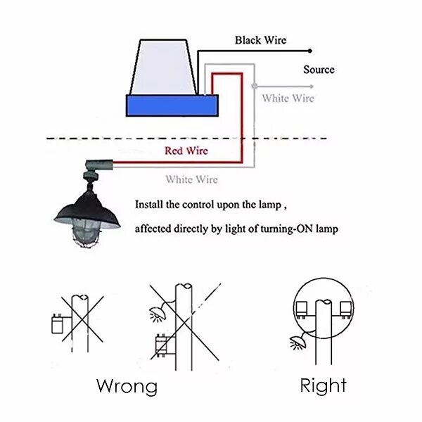 Подключение через датчик освещенности AC 220V 10A Automatic Auto On Off Street Light Switch Photo Control Sensor - US 