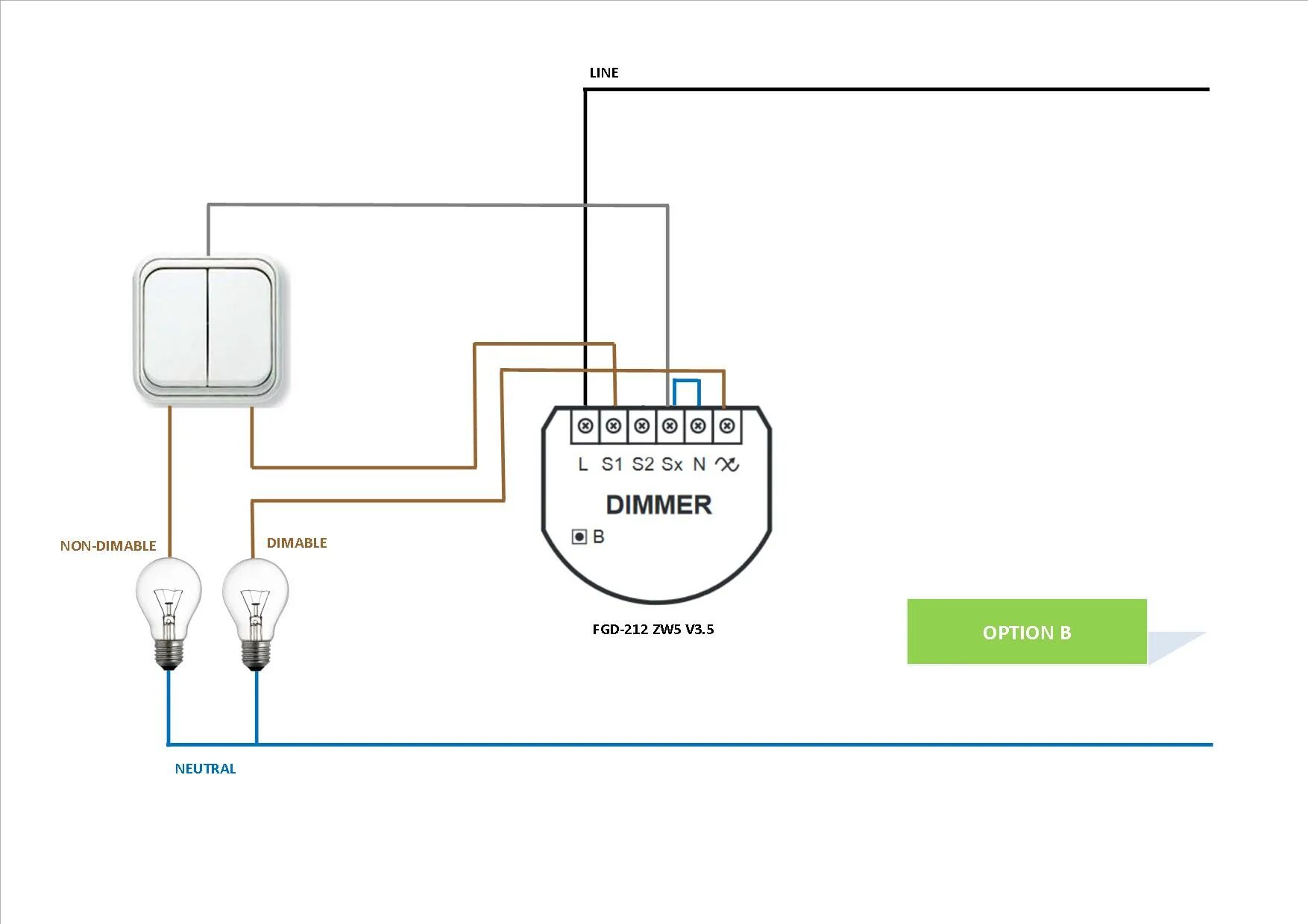 Подключение через диммер SOLVED Fibaro Dimmer 2 FGD-212 - Double switch setup - Dimmer and Bypass - Smart