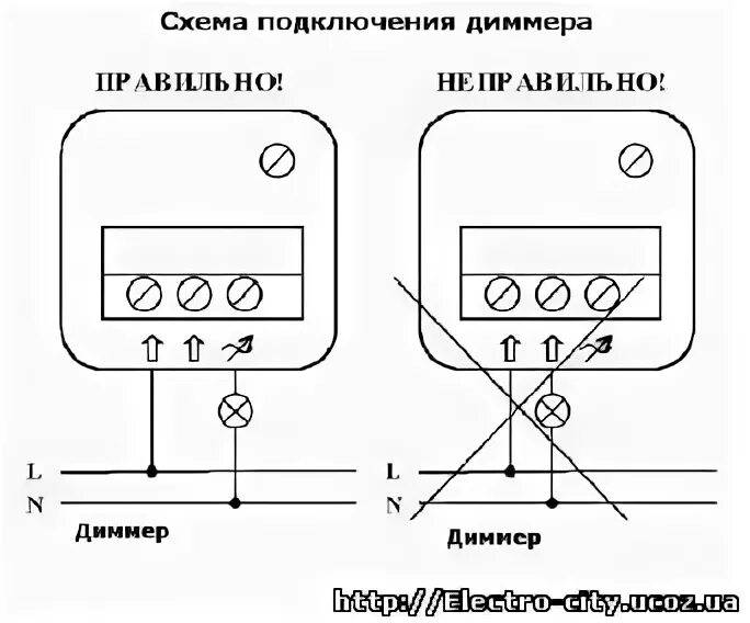 Подключение через диммер Схема подключения диммера с выключателем - всё о электрике