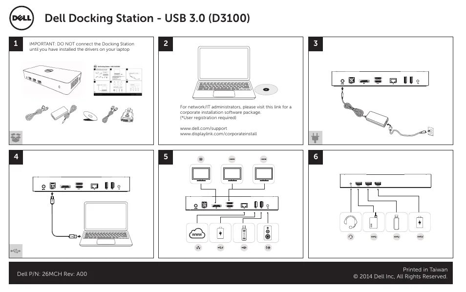 Подключение через док станцию Dell Docking Station Manual