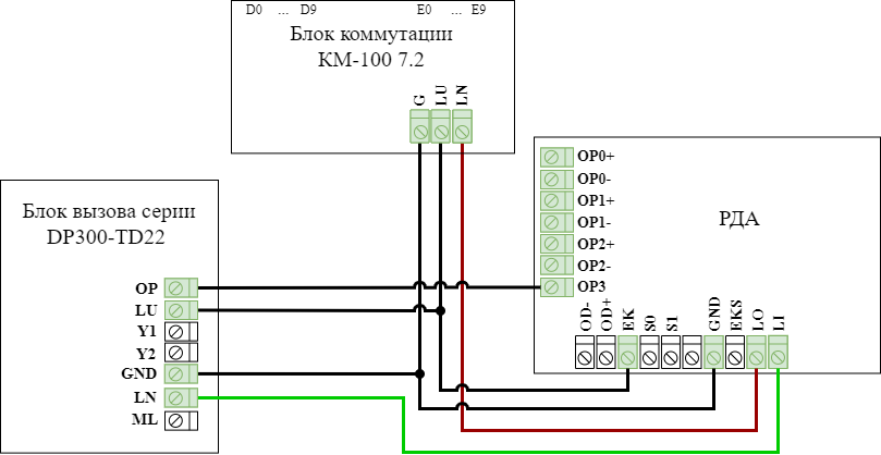 Подключение через dp БВД-DP300-TD22(303) + KM100-7.2 РосДомофон