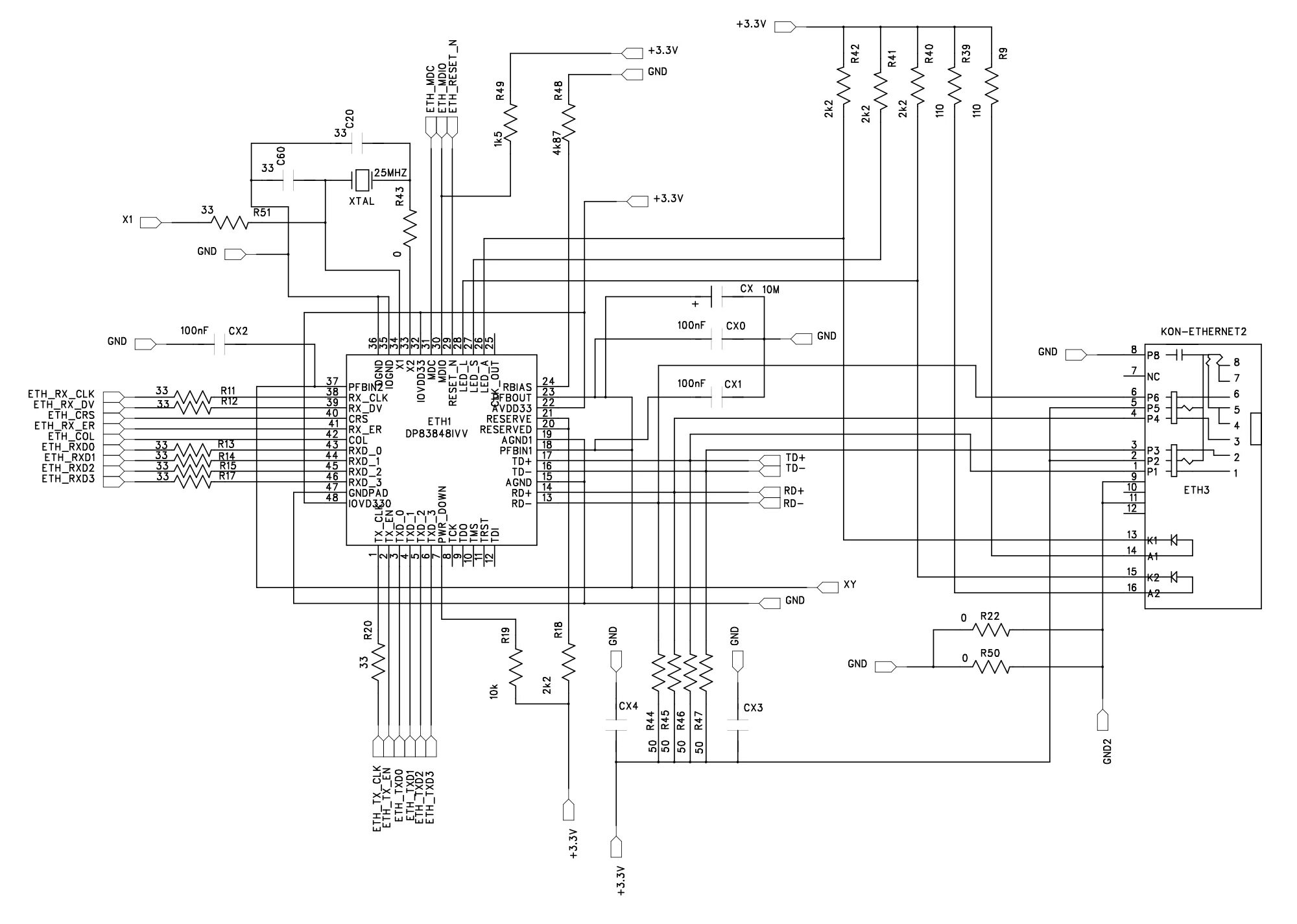 Подключение через dp ethernet - DP83848 + STM32 & Failed EMC (massive spikes of 25MHz crystal harmoni