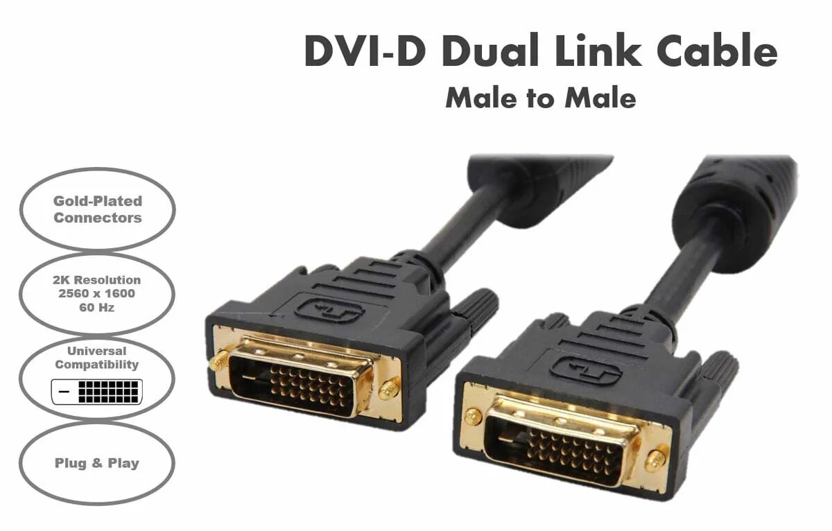 Подключение через dvi Nippon Labs DVI3DD 3 ft. DVI D Dual Link (24 + 1) Male to Male Cable, Black - Ne