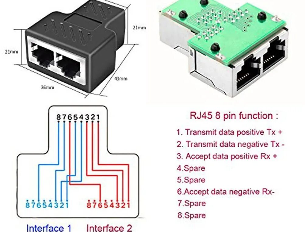 Подключение через ethernet 3 Yollu 8p8c Jack Splitter Rj45 Konektörü Internet - Buy 3 Yollu 8p8c Jack Split