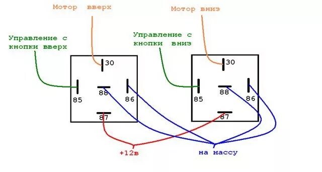 Подключение через кнопку Скрещиваем ЭСП - кнопки и проводка Сенатор Б + моторчики Сенатор А - Opel Rekord