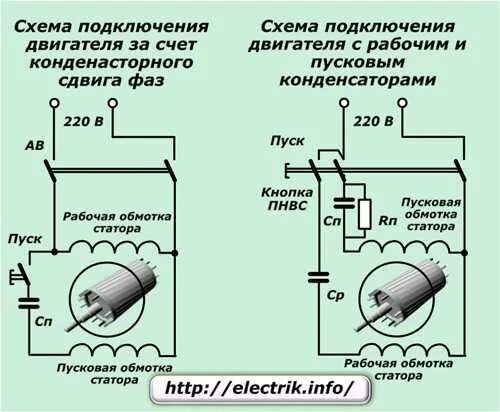 Подключение через конденсатор обмоток электродвигателя Ответы Mail.ru: От кнопки идут 4 провода к двигателю газонокосилки.