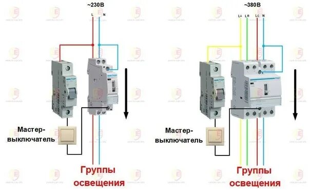 Подключение через контактор свет Схемы электрические - Фотография 4 из 6 ВКонтакте