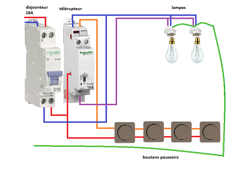 Подключение через контактор свет Installation of a Unipolar Schneider Telemechanical Switch