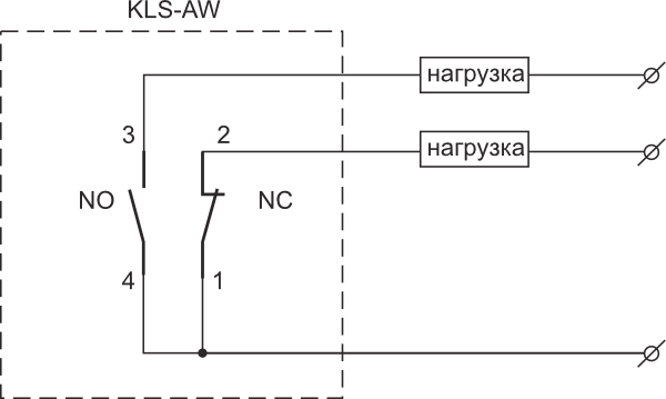Подключение через концевик Концевые выключатели KIPPRIBOR серии KLS-AW.xxx