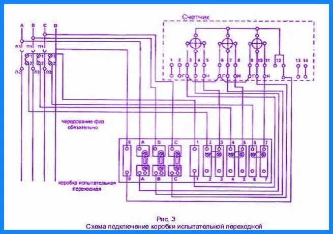 Подключение через коробку испытательную Схемы подключения испытательных коробок - Схемы 1