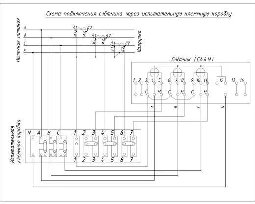 Подключение через коробку испытательную Се 303 схема подключения с трансформаторами тока