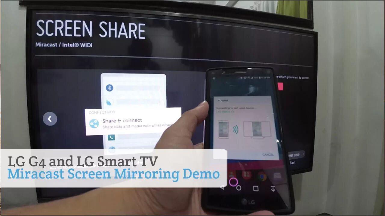 Подключение через миракаст к телевизору LG G4 and LG Smart TV Miracast Screen Mirroring Demo - YouTube