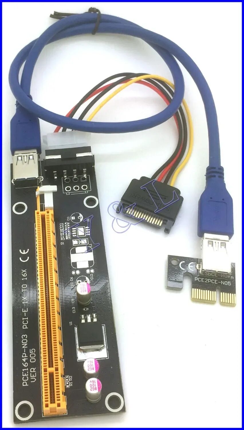 Подключение через pci Flexible PCI E PCI Express 16X to 1X Adapter Converter USB 3.0 Riser Card Cable 