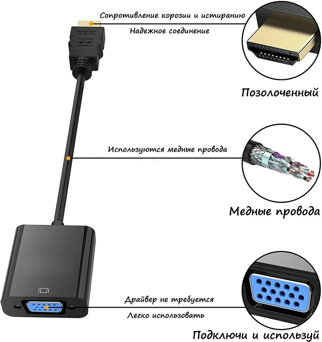 Подключение через переходник vga hdmi Кабель VGA (D-Sub), HDMI Litex Group ACM Adapt HDMI VGA - купить по низкой цене 