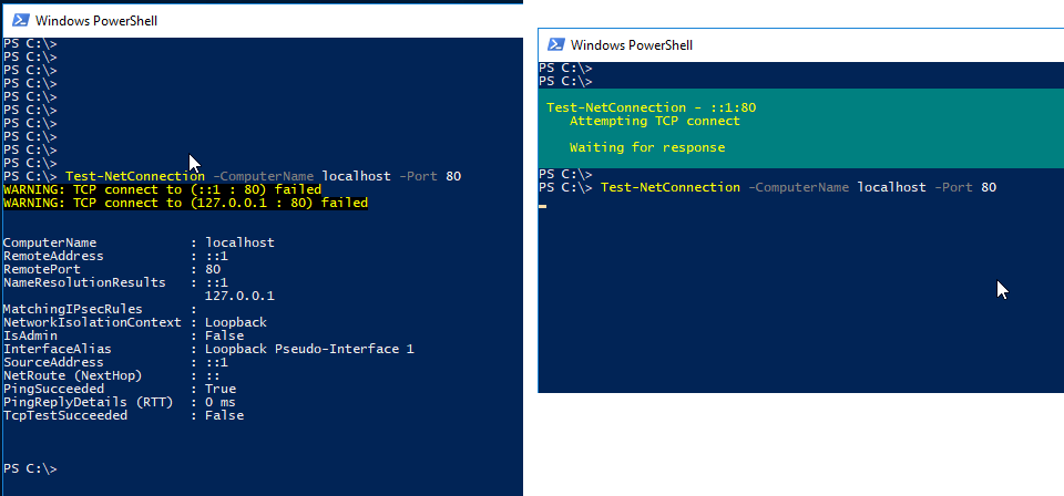 Подключение через powershell powershell - Suppress information of Test-NetConnection - Stack Overflow