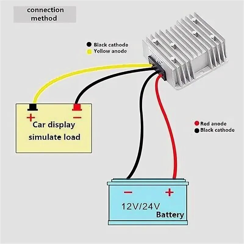 Подключение через преобразователь Dc-DC конвертер 8-40V до 12V 6A 72W автомобильный блок питания регулятор водонеп